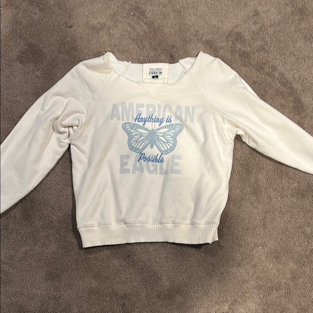 American Eagle Outfitters Cream Off-the-Shoulder Sweater